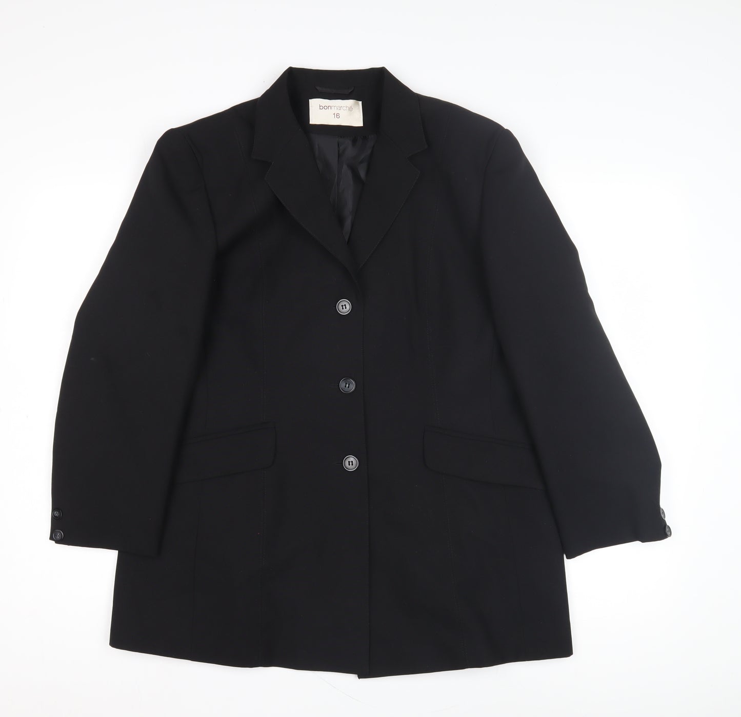 Bonmarché Women's Black Blazer Size 16 Button Closure
