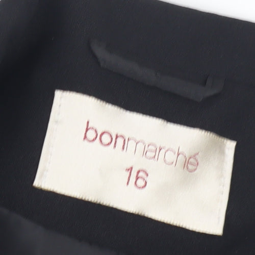 Bonmarché Women's Black Blazer Size 16 Button Closure