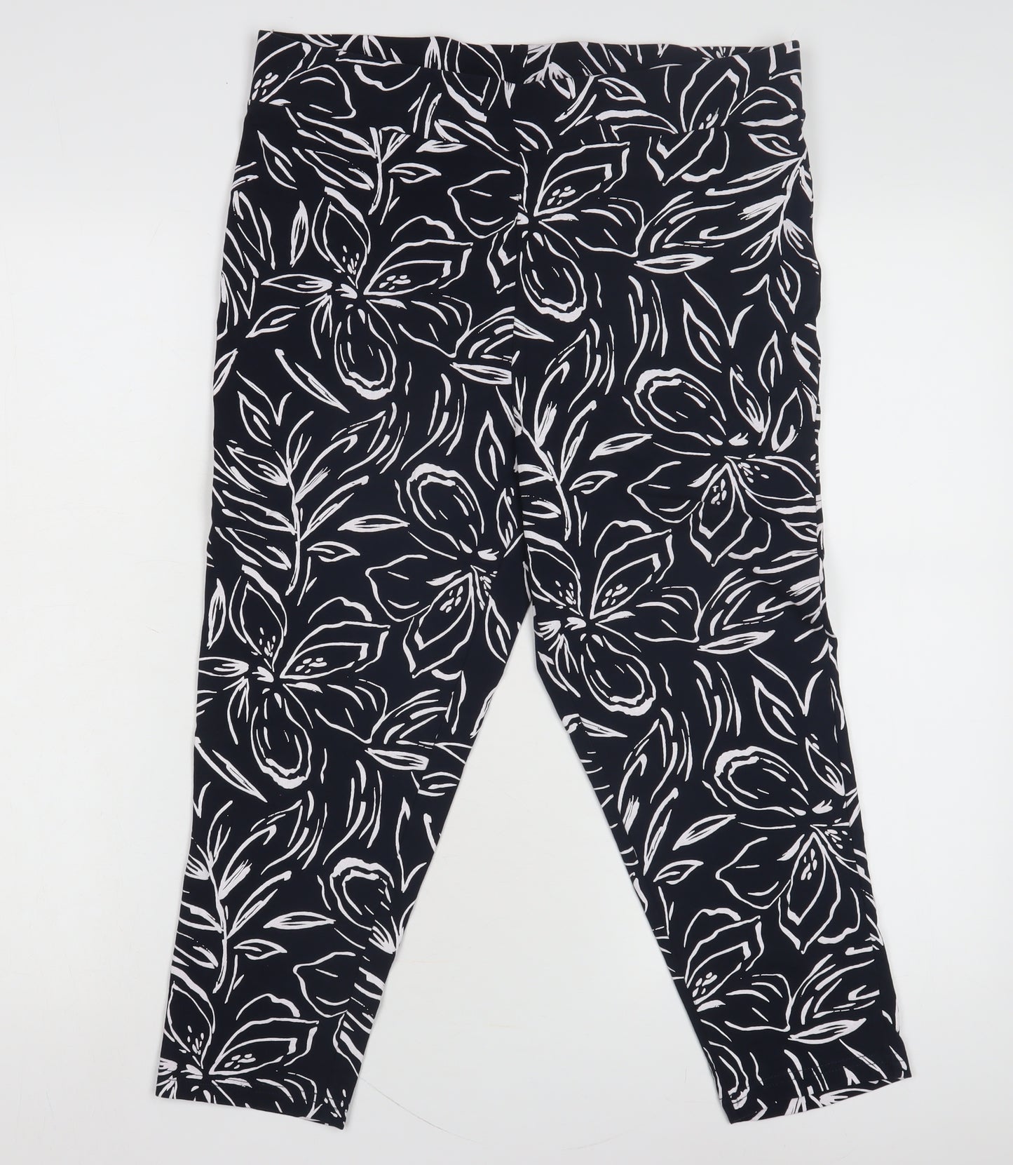 Bonmarché Women's Black Floral Leggings, Size 14