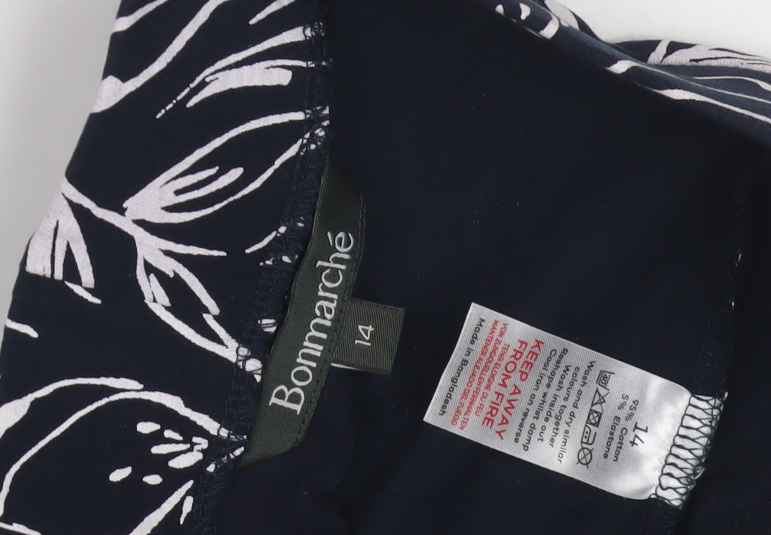 Bonmarché Women's Black Floral Leggings, Size 14