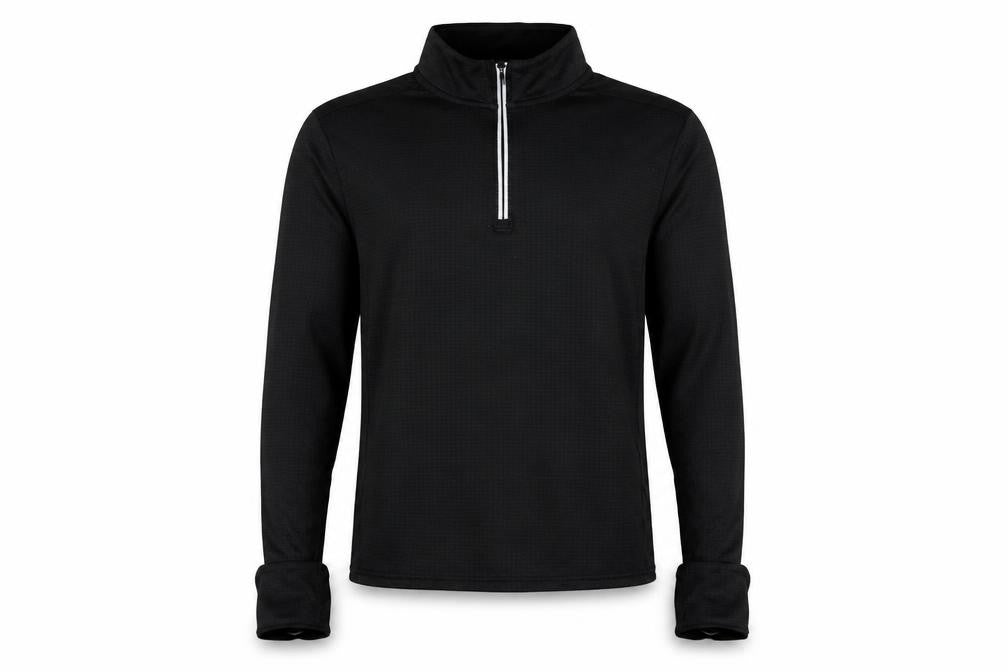 Front view of Crane unisex black long sleeve athletic pullover m