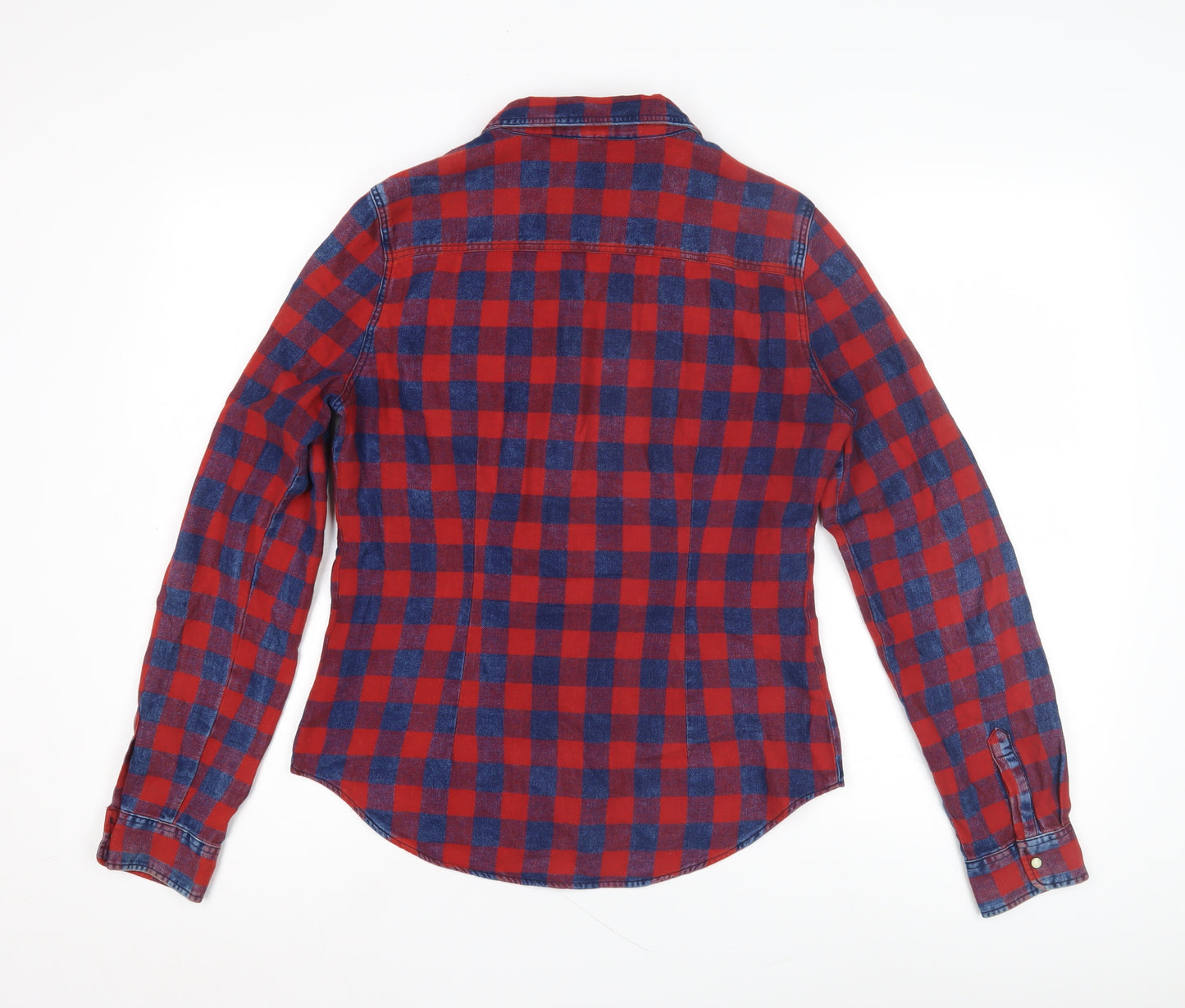 ONLY Women's Red Check Button-Up Shirt Size 8