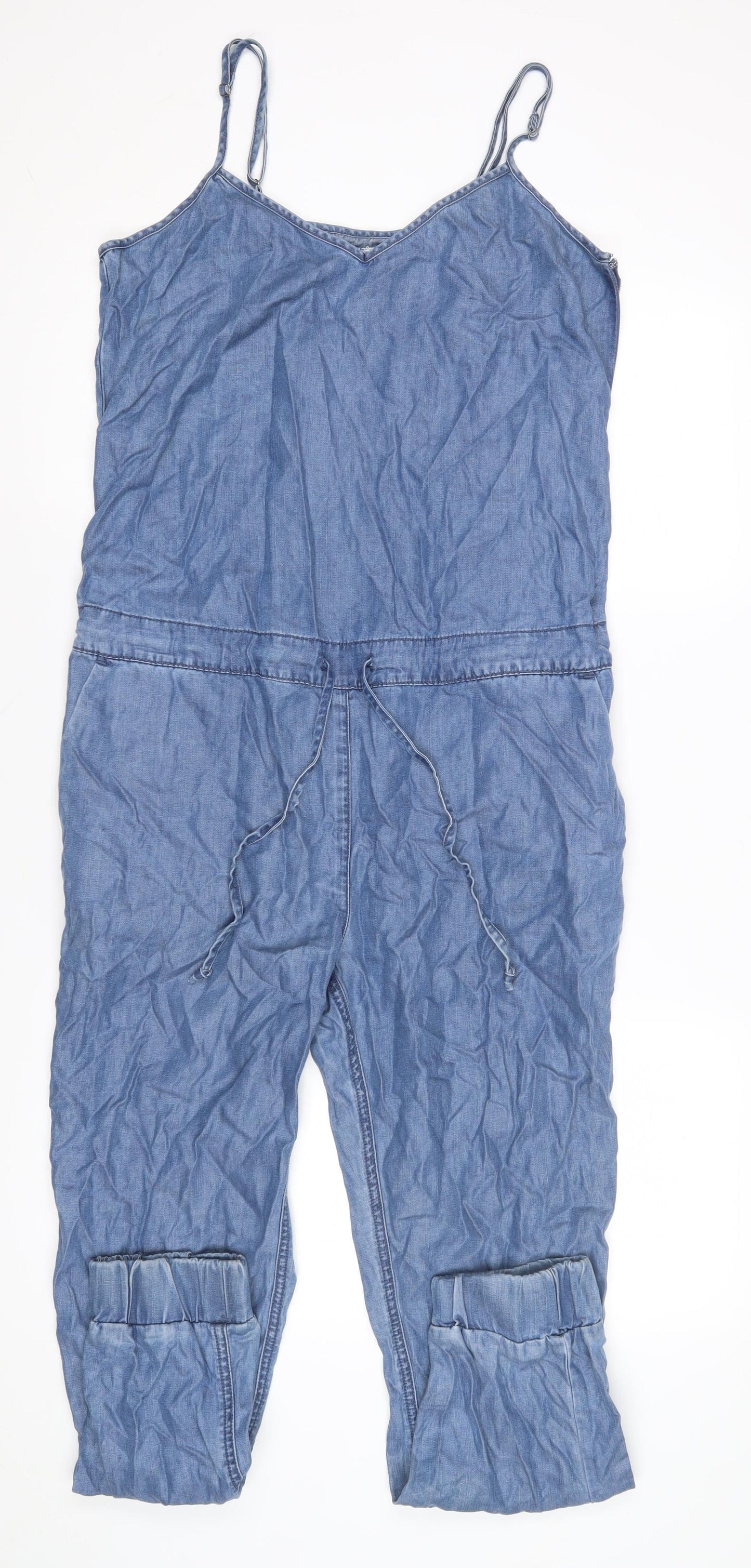 Esprit Women's Blue Denim Jumpsuit M - Relaxed Fit, V-Neck