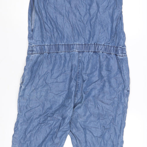 Esprit Women's Blue Denim Jumpsuit M - Relaxed Fit, V-Neck
