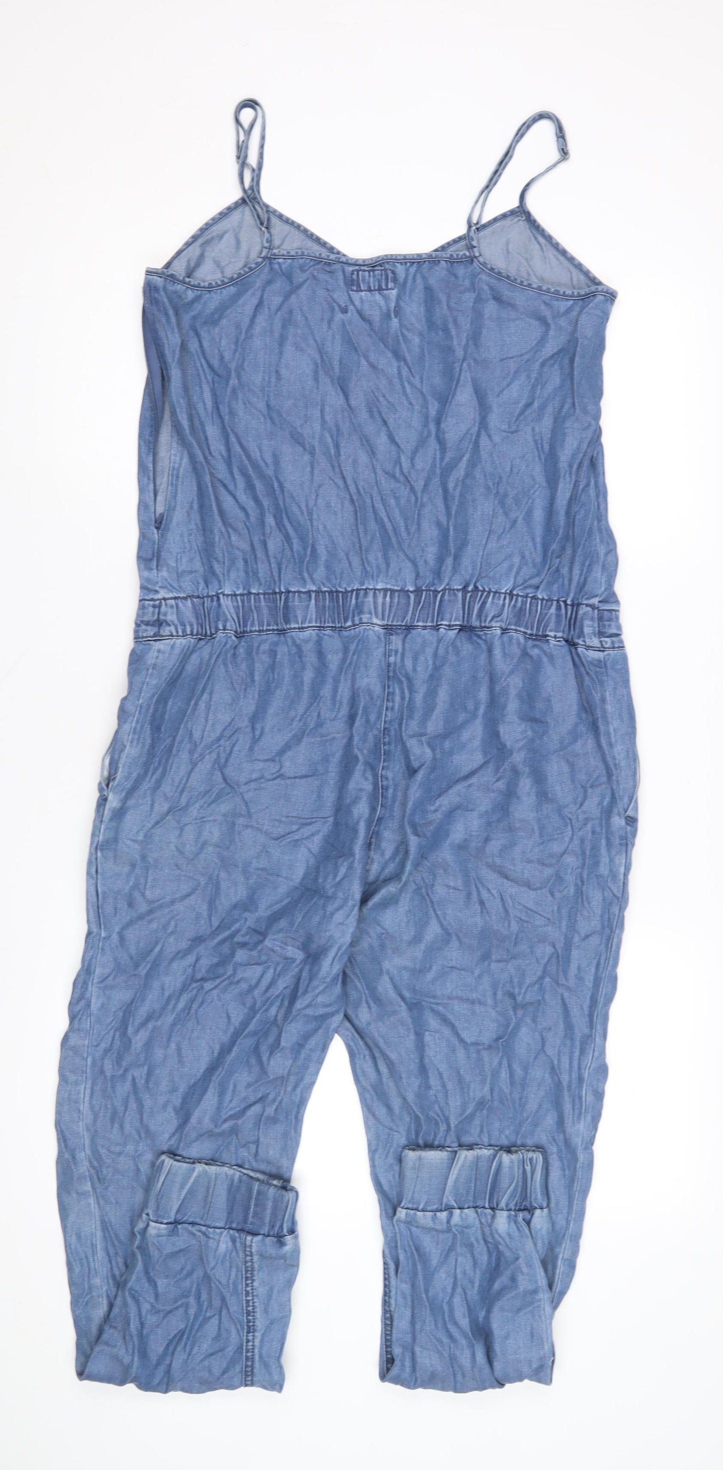 Esprit Women's Blue Denim Jumpsuit M - Relaxed Fit, V-Neck