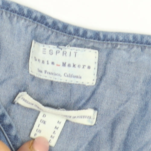 Esprit Women's Blue Denim Jumpsuit M - Relaxed Fit, V-Neck
