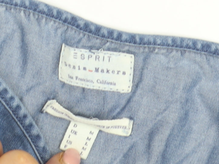 Esprit Women's Blue Denim Jumpsuit M - Relaxed Fit, V-Neck