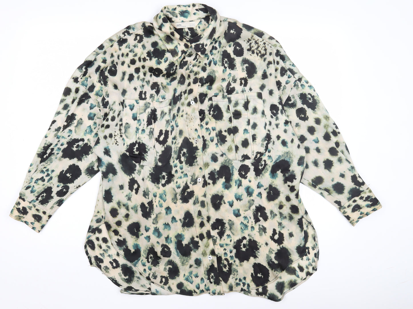 Zara Women's Multicoloured Animal Print Button-Up XS