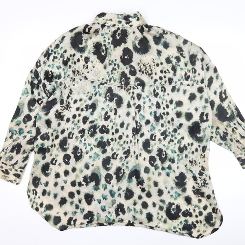 Zara Women's Multicoloured Animal Print Button-Up XS