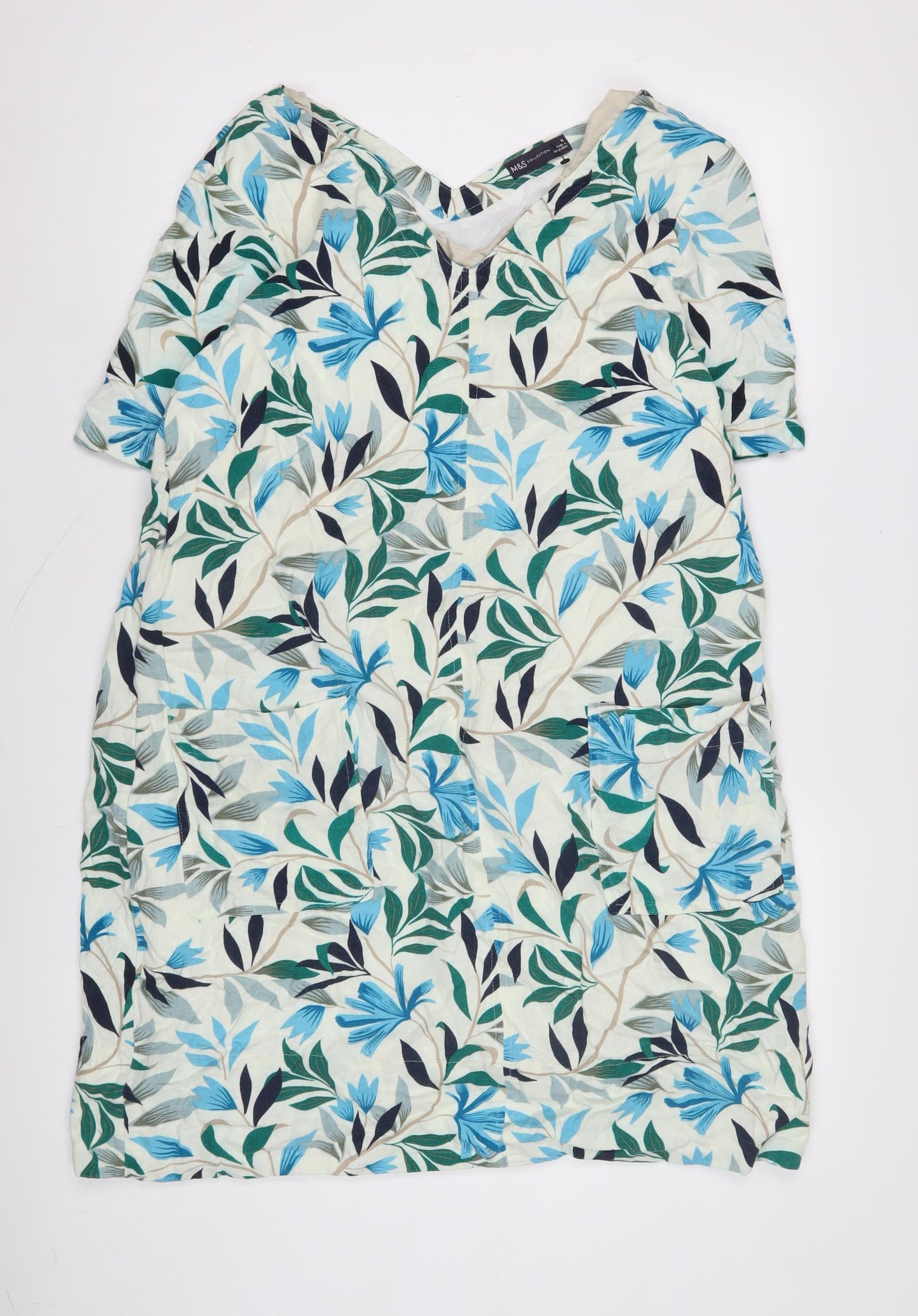 Marks and Spencer Women's Ivory Floral Dress Size 16