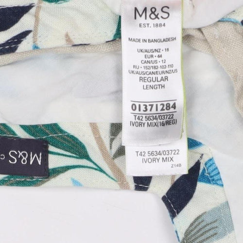 Marks and Spencer Women's Ivory Floral Dress Size 16
