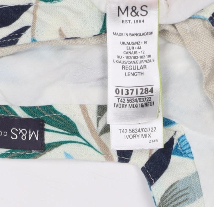 Marks and Spencer Women's Ivory Floral Dress Size 16
