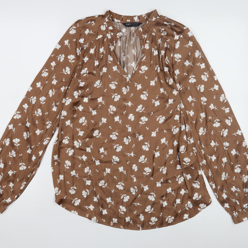 Marks and Spencer Women's Brown Floral Blouse