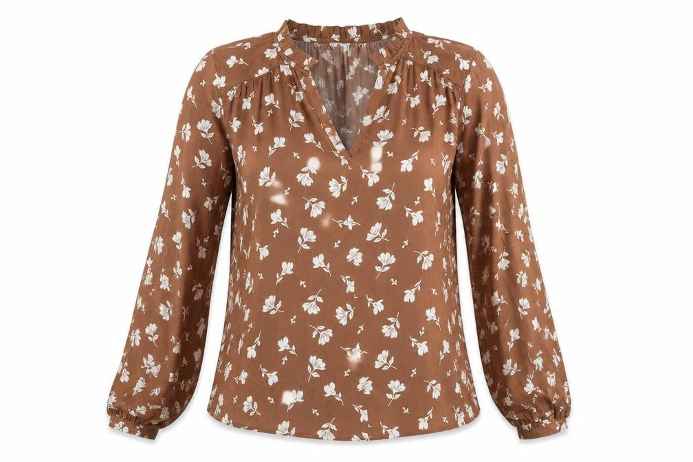 Front view of Marks & Spencer Women's Brown Floral Blouse