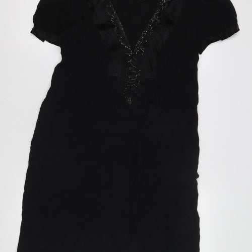Whistles Women's Black Dress, Size 12, Short Sleeve