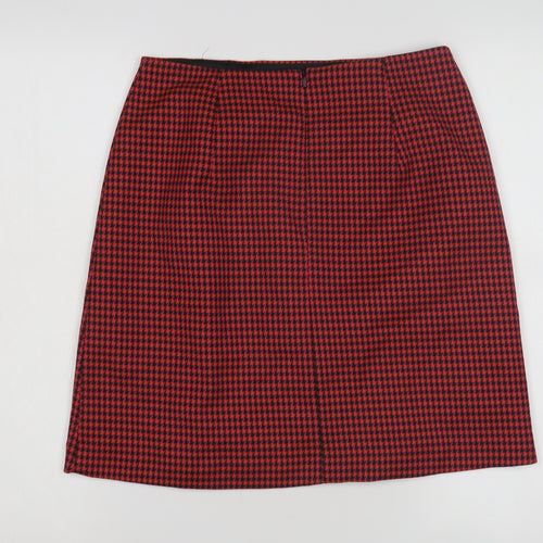 Marks and Spencer Red Pencil Skirt, Size 8, Button Accent