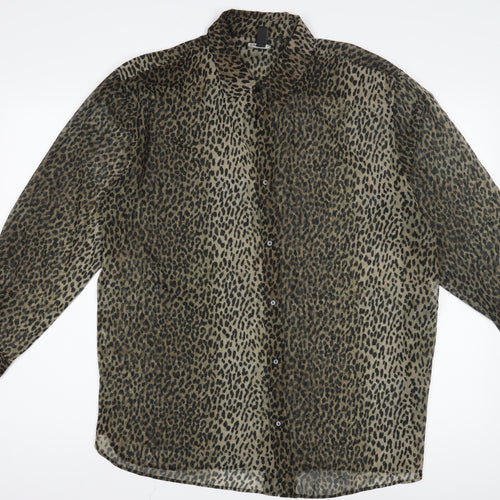Mango Women's Brown Animal Print Button-Up Shirt