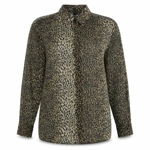 Mango Women's Brown Animal Print Button-Up Shirt