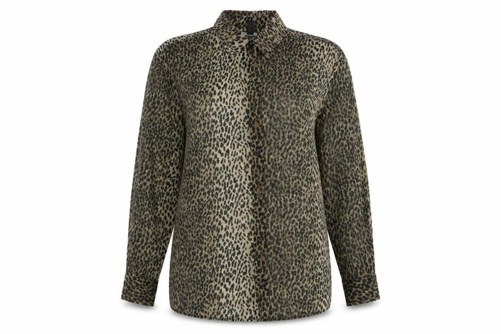 Mango Women's Brown Animal Print Button-Up Shirt