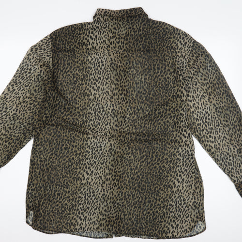 Mango Women's Brown Animal Print Button-Up Shirt