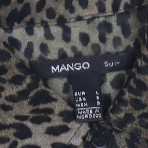 Mango Women's Brown Animal Print Button-Up Shirt