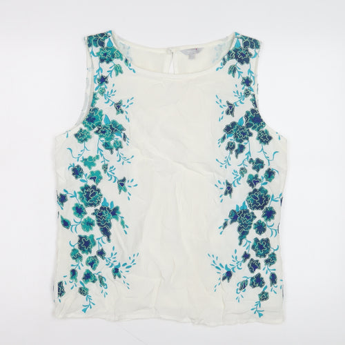 Marks and Spencer Women's Ivory Floral Tank Top Size 12