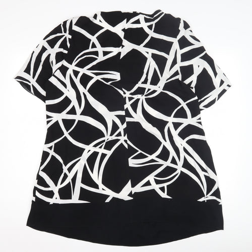 Evans Women's Black Geometric Blouse, Size 20, Henley Neck