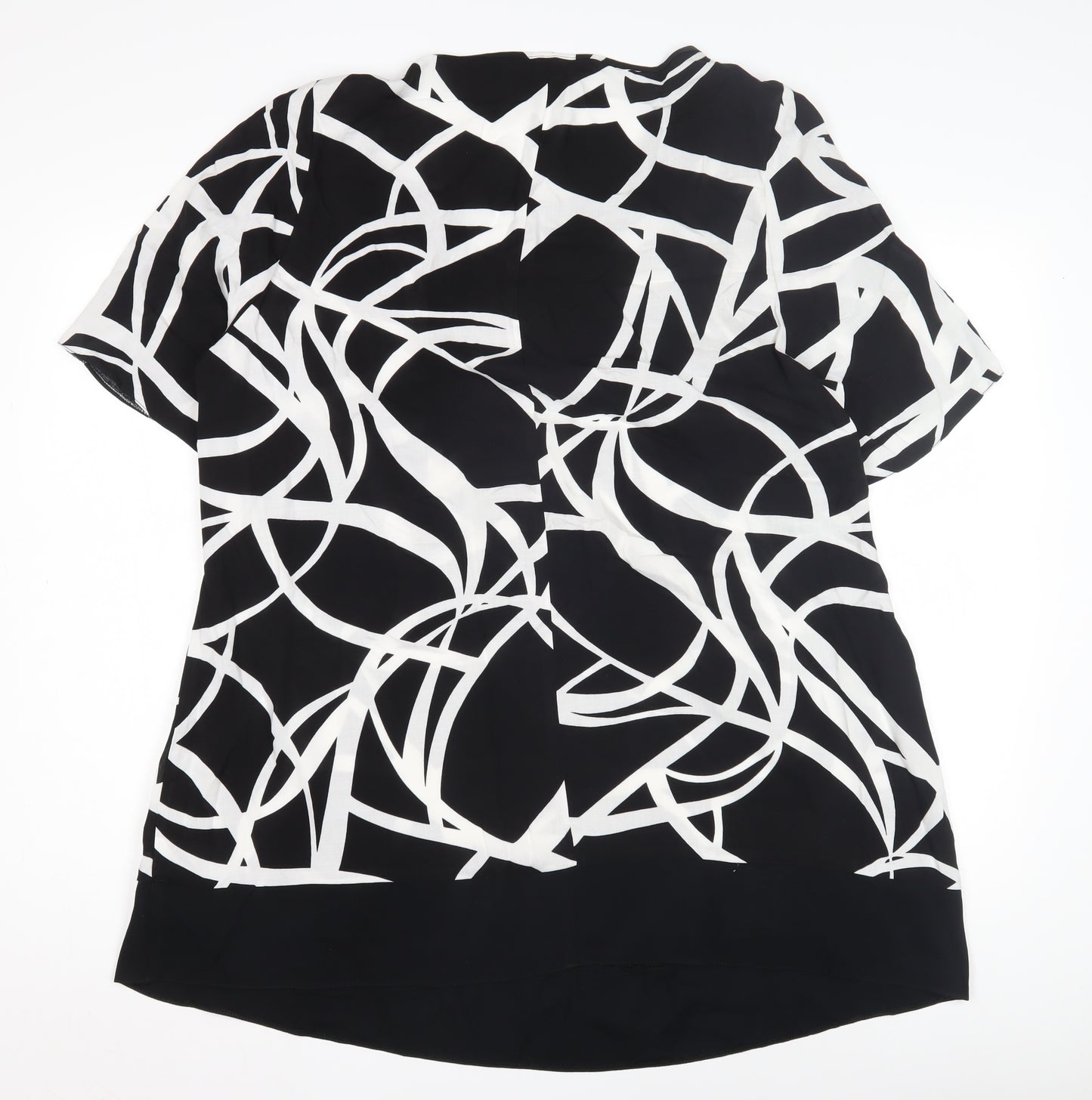 Evans Women's Black Geometric Blouse, Size 20, Henley Neck