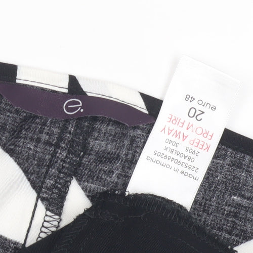 Evans Women's Black Geometric Blouse, Size 20, Henley Neck