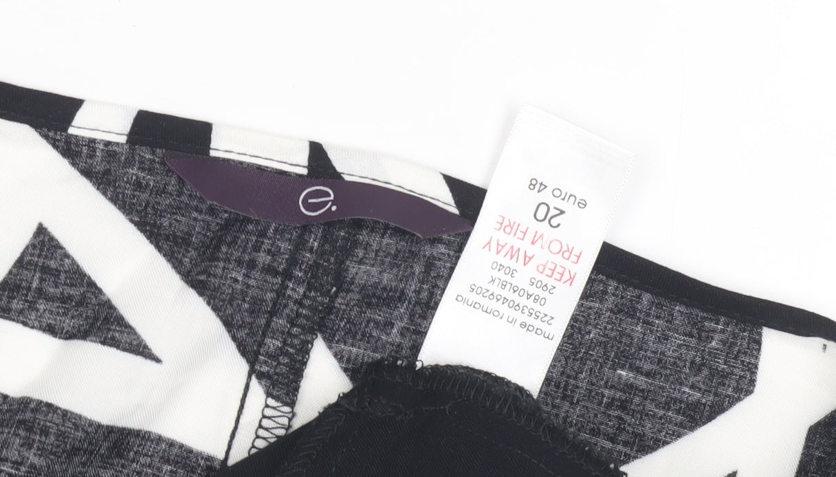 Evans Women's Black Geometric Blouse, Size 20, Henley Neck