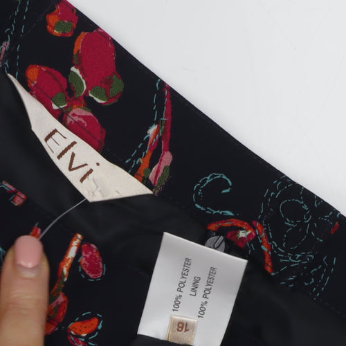 Elvi Women's Multicoloured A-Line Floral Midi Skirt - Size 16
