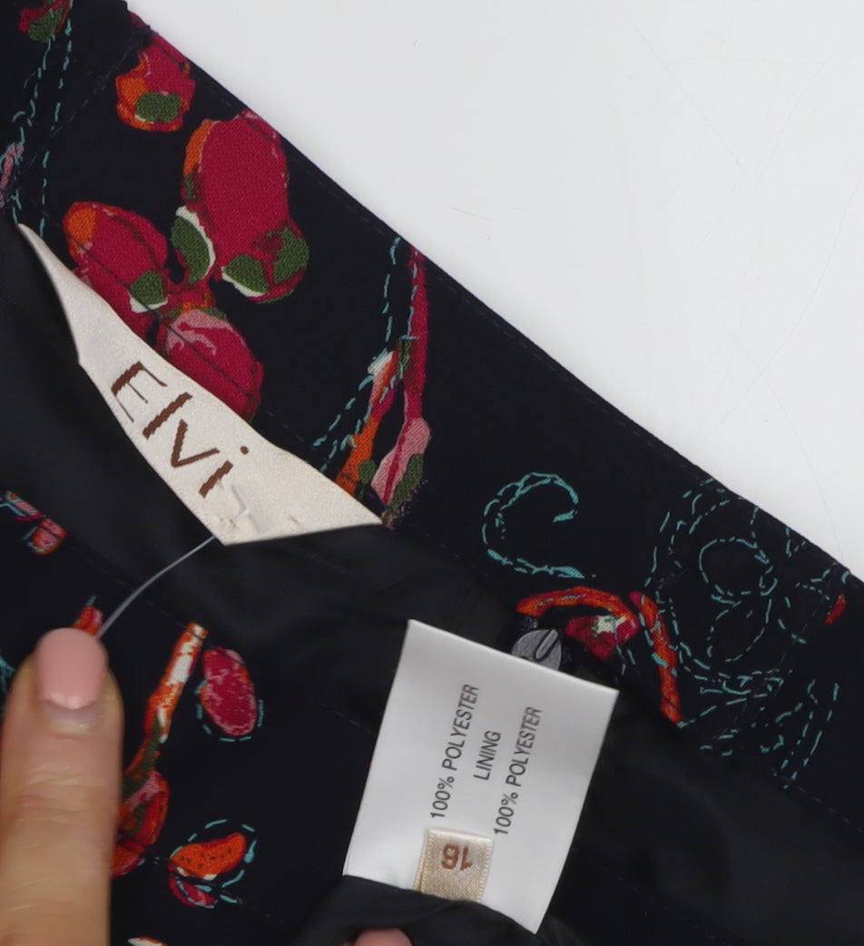 Elvi Women's Multicoloured A-Line Floral Midi Skirt - Size 16