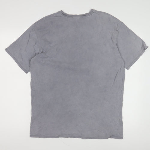 Bershka Women's Grey Cotton T-Shirt, Medium, Casual