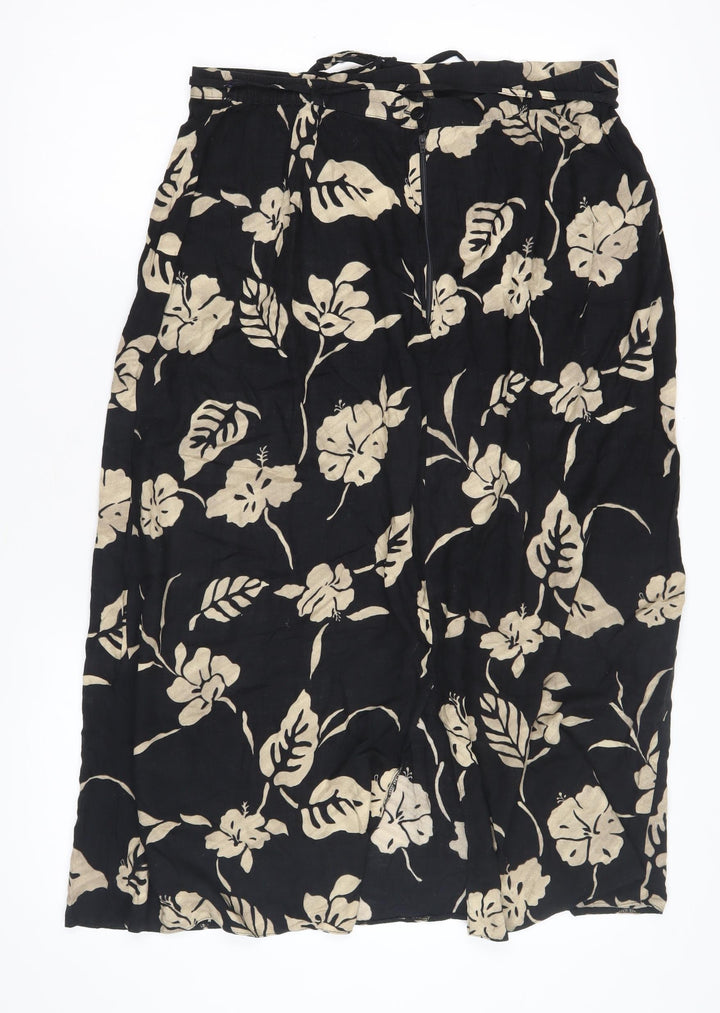 Bakertex Women's Black Floral Skirt Size 18