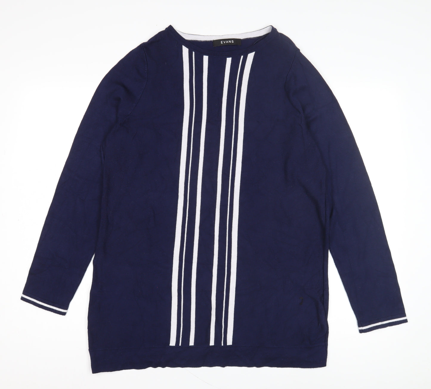Evans Women's Blue Striped Pullover Jumper Size 16