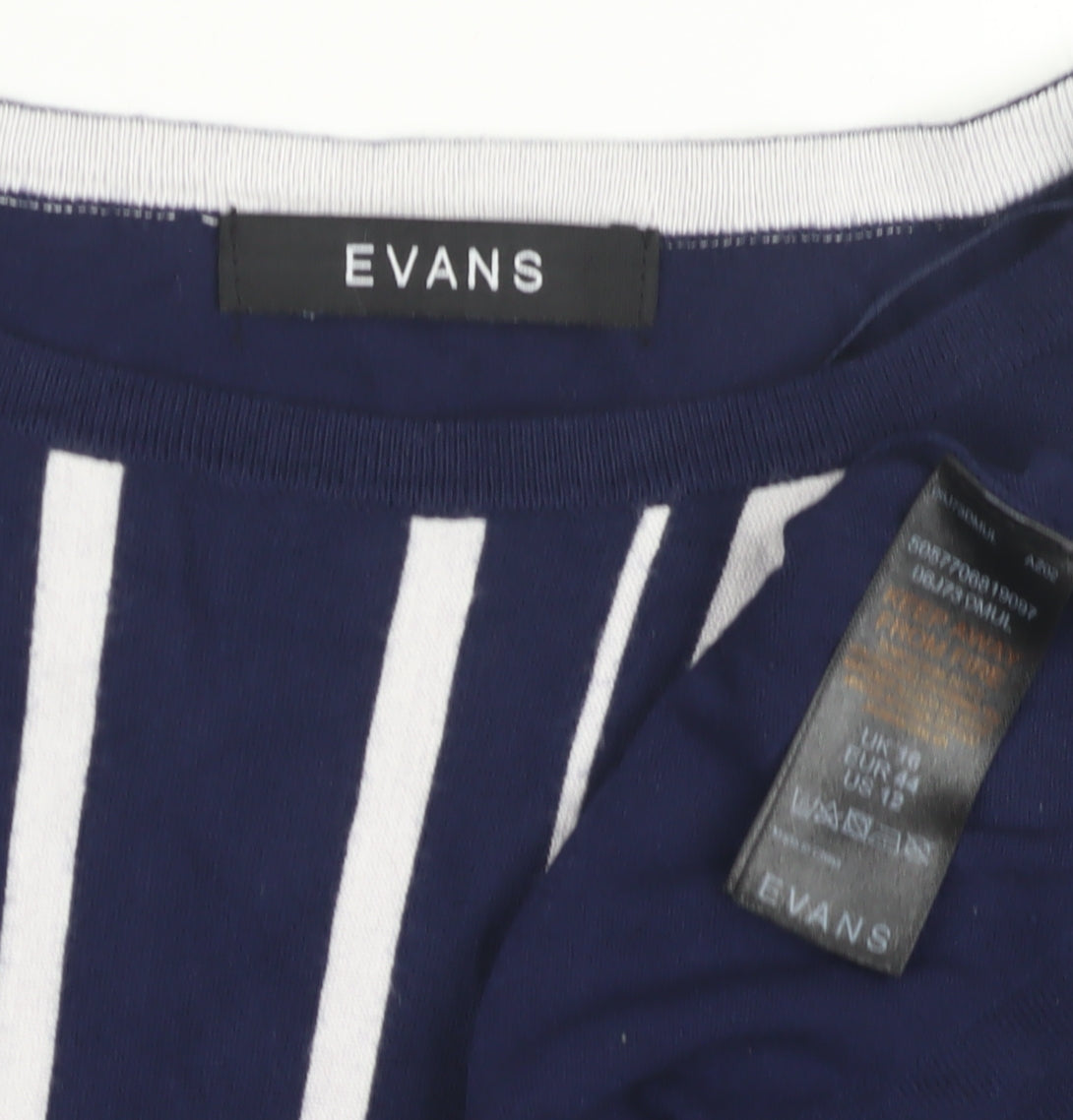 Evans Women's Blue Striped Pullover Jumper Size 16