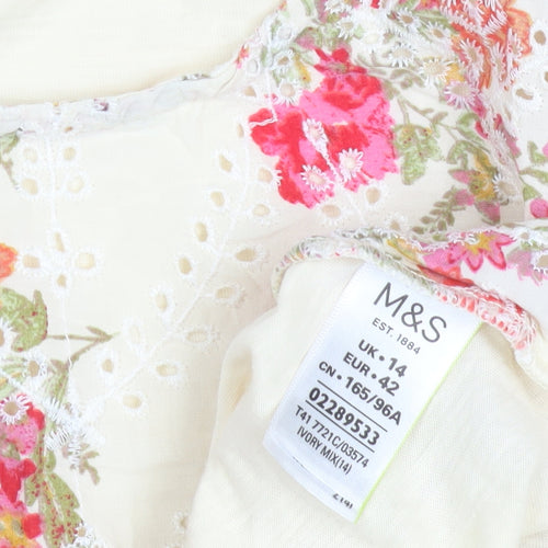 Marks and Spencer Women's Floral Blouse, Size 14, Cotton