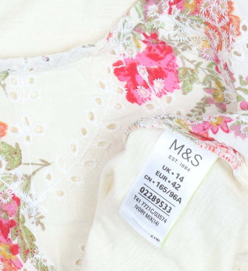 Marks and Spencer Women's Floral Blouse, Size 14, Cotton