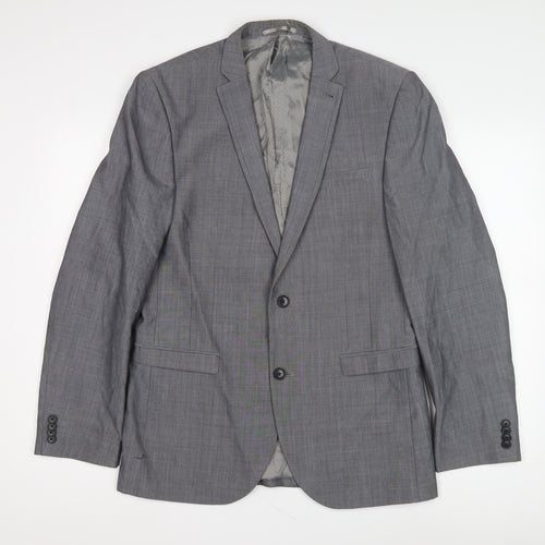 Next Men's Grey Blazer, Size 40R, Wool-Blend, Formal