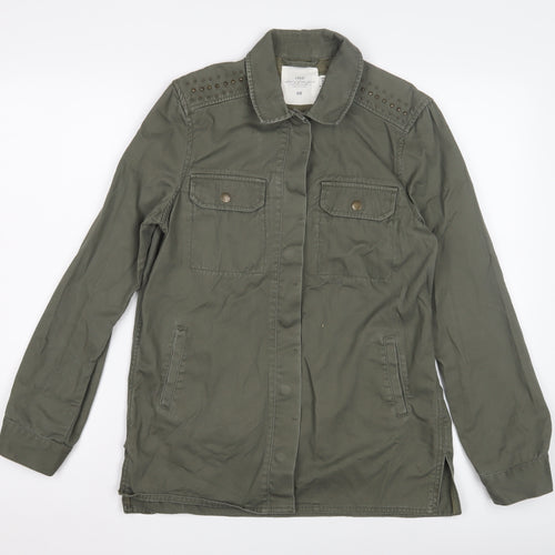 H&M Women's Green Military Jacket, Size 6, Cotton
