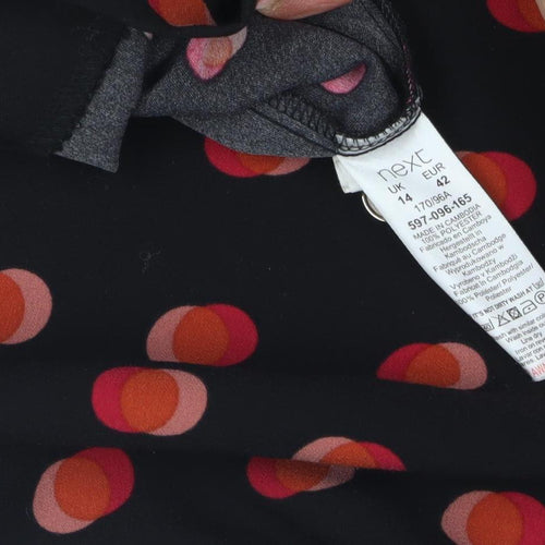 Next Women's Black Polka Dot Long Sleeve Dress Size 14