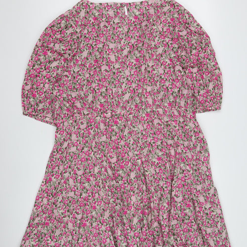 Marks and Spencer Women's Pink Floral Dress, Size 22