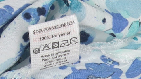 BM Collection Blue Floral Women's Short Sleeve Blouse