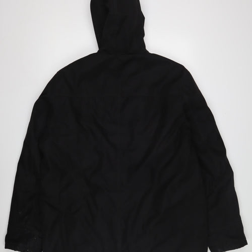 Livergy Unisex Black Parka Jacket, Size 12, Hooded, Zip/Button