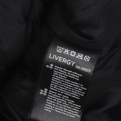 Livergy Unisex Black Parka Jacket, Size 12, Hooded, Zip/Button