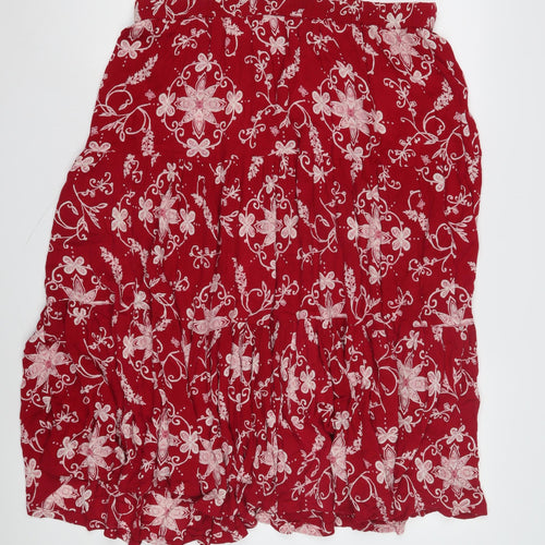Bommarche Women's Red Floral Peasant Skirt Size 16