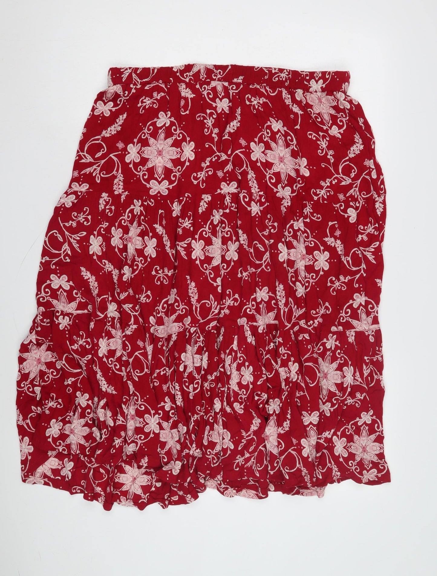 Bommarche Women's Red Floral Peasant Skirt Size 16