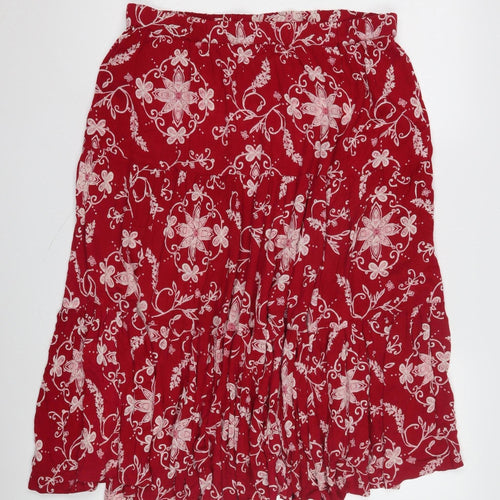 Bommarche Women's Red Floral Peasant Skirt Size 16