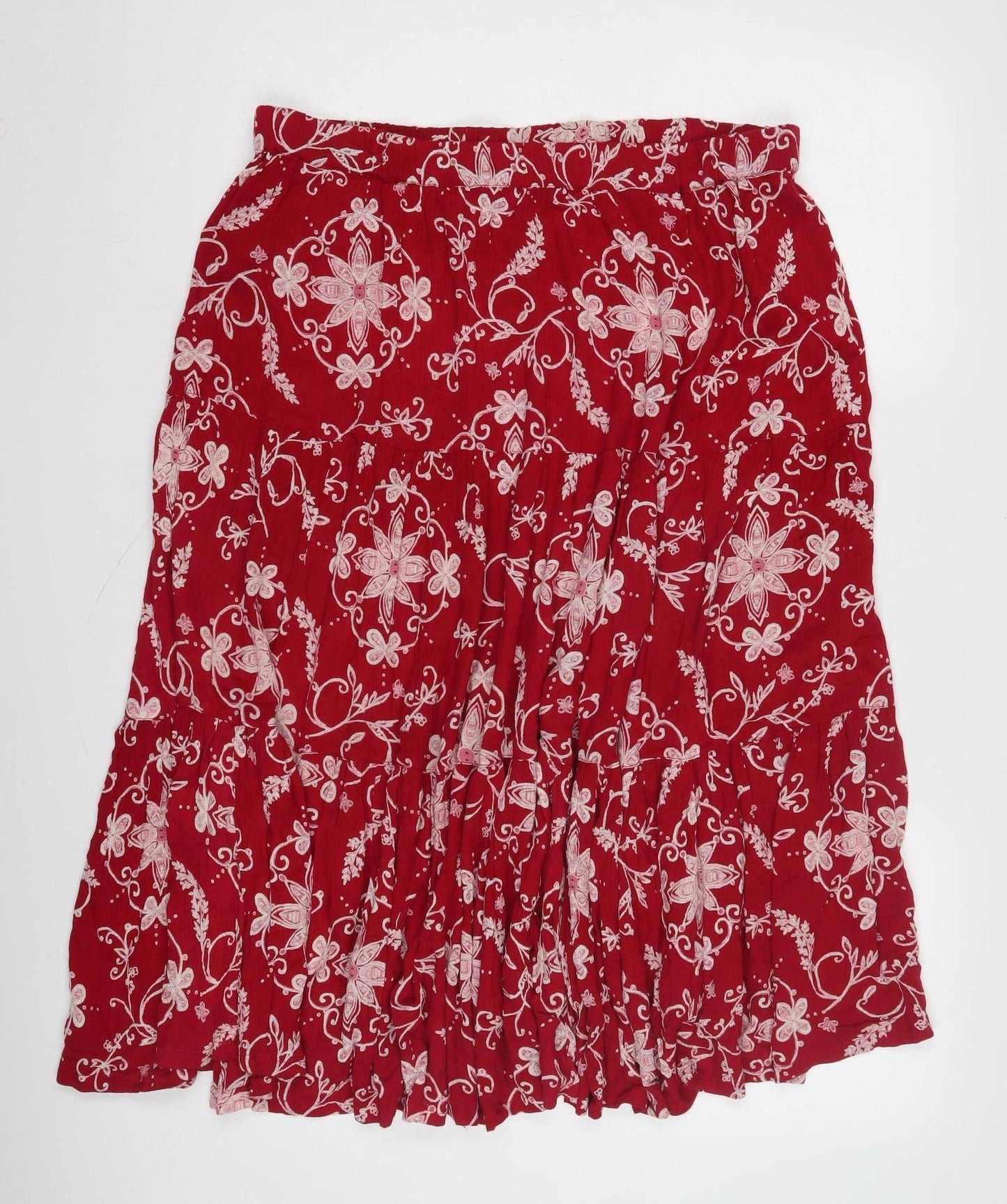 Bommarche Women's Red Floral Peasant Skirt Size 16