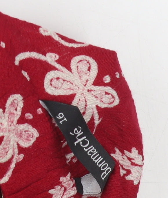 Bommarche Women's Red Floral Peasant Skirt Size 16